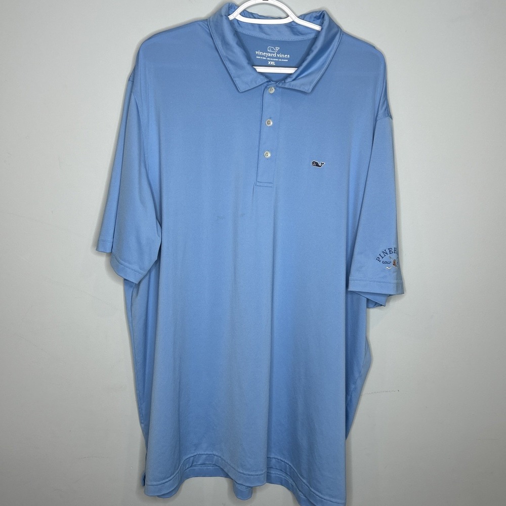 Vineyard Vines Sankaty Performance Polo Shirt Light Blue XXL Pinehills Golf Club